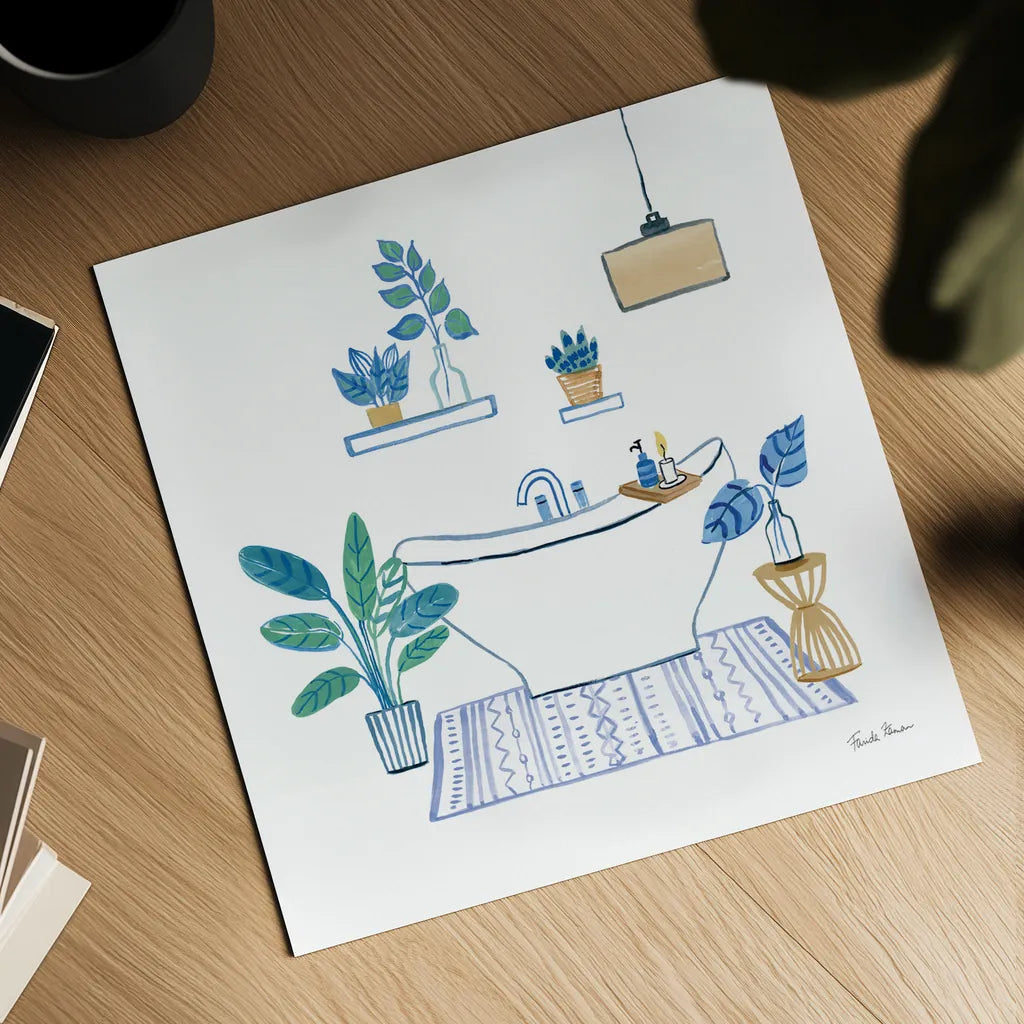 Relax II Tan by Farida Zaman. Shown as a detailed flat fine art print, highlighting archival giclee quality. Available as an archival giclee rolled canvas, fine art paper, or poster print. SKU 64792a.