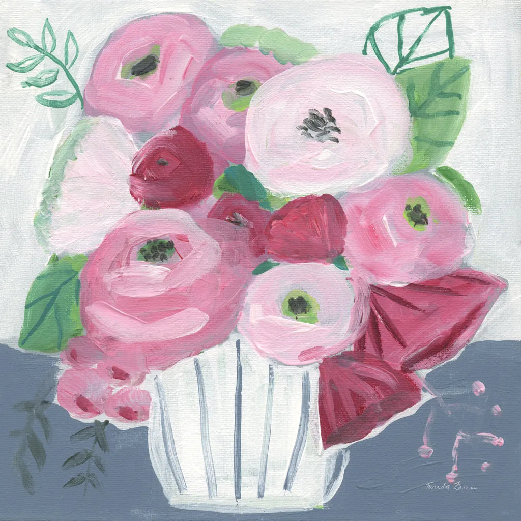 Romance Bouquet by Farida Zaman. SKU 96320a. Archival Giclee Fine art print for wall decor.