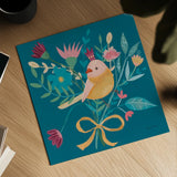 Royal Birds III Blue by Farida Zaman. Shown as a detailed flat fine art print, highlighting archival giclee quality. Available as an archival giclee rolled canvas, fine art paper, or poster print. SKU 68975a.