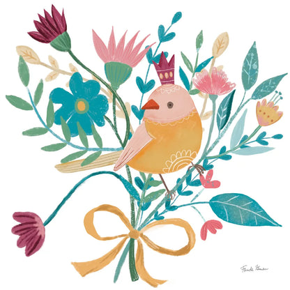 Royal Birds III White by Farida Zaman. SKU 68980a. Archival Giclee Fine art print for wall decor.