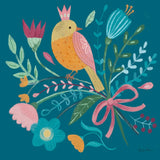Royal Birds IV Blue by Farida Zaman. SKU 68976a. Archival Giclee Fine art print for wall decor.