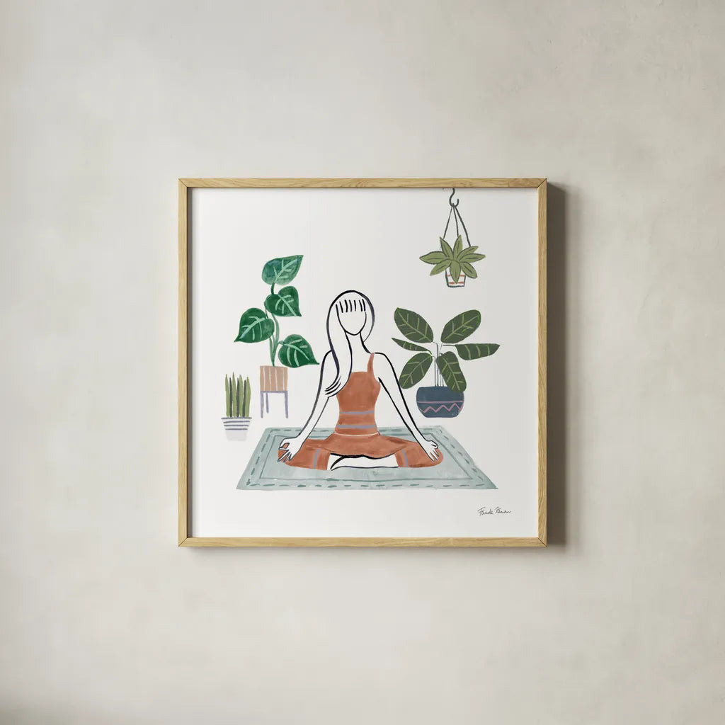 Self Care II by Farida Zaman. Shown in a natural wood glass frame for a timeless modern aesthetic. Available as an archival giclee rolled canvas, fine art paper, or poster print. SKU 63743a.