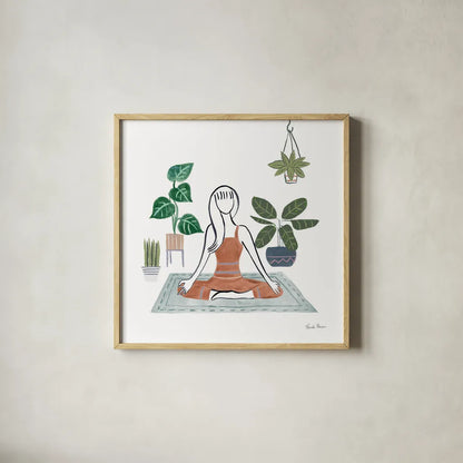 Self Care II by Farida Zaman. Shown in a natural wood glass frame for a timeless modern aesthetic. Available as an archival giclee rolled canvas, fine art paper, or poster print. SKU 63743a.