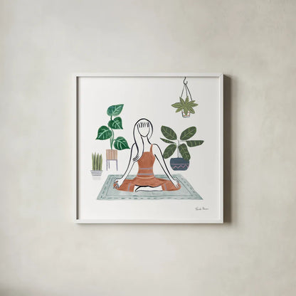 Self Care II by Farida Zaman. Shown in a crisp white glass frame for a clean and minimalist style. Available as an archival giclee rolled canvas, fine art paper, or poster print. SKU 63743a.