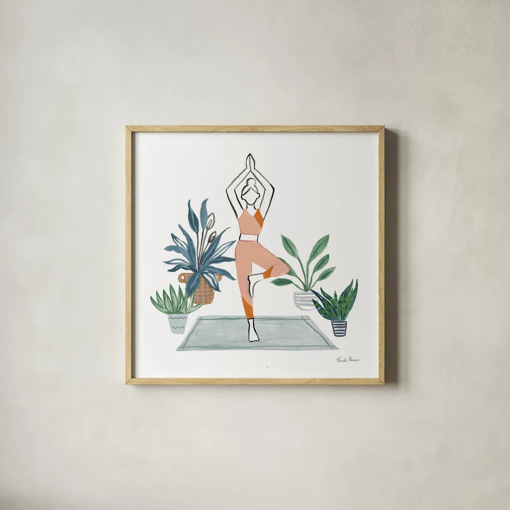 Self Care III by Farida Zaman. Shown in a natural wood glass frame for a timeless modern aesthetic. Available as an archival giclee rolled canvas, fine art paper, or poster print. SKU 63744a.