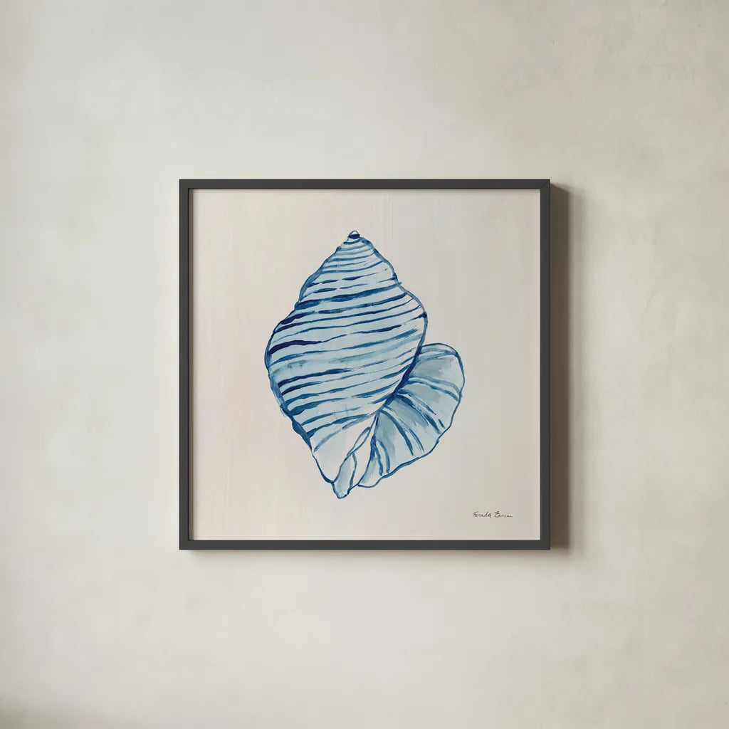 Simple Shore II by Farida Zaman. Shown in a sleek black glass frame for a contemporary gallery look. Available as an archival giclee rolled canvas, fine art paper, or poster print. SKU 99250a.