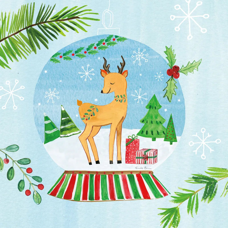 Snow Globe Animals I by Farida Zaman. SKU 42225a. Archival Giclee Fine art print for wall decor.
