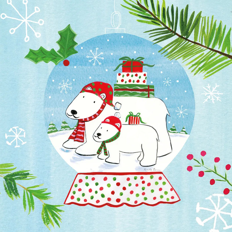 Snow Globe Animals II by Farida Zaman. SKU 42226a. Archival Giclee Fine art print for wall decor.