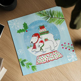 Snow Globe Animals II by Farida Zaman. Shown as a detailed flat fine art print, highlighting archival giclee quality. Available as an archival giclee rolled canvas, fine art paper, or poster print. SKU 42226a.