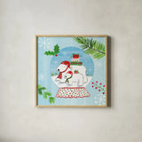 Snow Globe Animals II by Farida Zaman. Shown in a natural wood glass frame for a timeless modern aesthetic. Available as an archival giclee rolled canvas, fine art paper, or poster print. SKU 42226a.