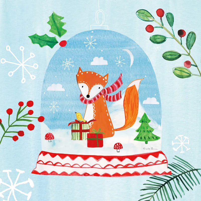 Snow Globe Animals III by Farida Zaman. SKU 42227a. Archival Giclee Fine art print for wall decor.