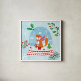Snow Globe Animals III by Farida Zaman. Shown in a crisp white glass frame for a clean and minimalist style. Available as an archival giclee rolled canvas, fine art paper, or poster print. SKU 42227a.