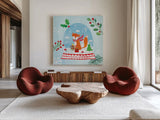Snow Globe Animals III by Farida Zaman. Shown as extra-large giant wall art in a modern living room. Available as an archival giclee rolled canvas, fine art paper, or poster print. SKU 42227a.