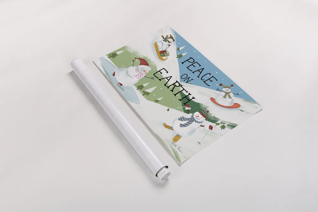 Snowman Snowday I by Farida Zaman. shown as a rolled paper print. Available as archival giclee rolled canvas, fine art paper, or poster print. SKU 73376i.