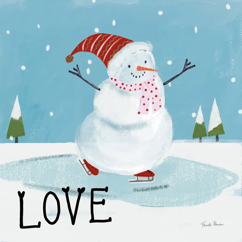 Snowman Snowday IV by Farida Zaman. SKU 73379a. Archival Giclee Fine art print for wall decor.
