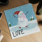 Snowman Snowday IV by Farida Zaman. Shown as a detailed flat fine art print, highlighting archival giclee quality. Available as an archival giclee rolled canvas, fine art paper, or poster print. SKU 73379a.