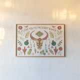 Southwest Vibes I by Farida Zaman. shown as a paper print in a natural frame. Available as a archival giclee rolled canvas, fine art paper, or poster print. SKU 64511i.