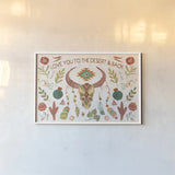 Southwest Vibes I by Farida Zaman. shown as a paper print in a white frame. Available as a archival giclee rolled canvas, fine art paper, or poster print. SKU 64511i.