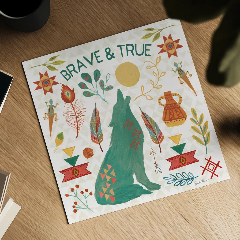 Southwest Vibes II by Farida Zaman. Shown as a detailed flat fine art print, highlighting archival giclee quality. Available as an archival giclee rolled canvas, fine art paper, or poster print. SKU 64512a.