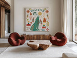 Southwest Vibes II by Farida Zaman. Shown as extra-large giant wall art in a modern living room. Available as an archival giclee rolled canvas, fine art paper, or poster print. SKU 64512a.