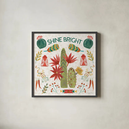 Southwest Vibes IV by Farida Zaman. Shown in a sleek black glass frame for a contemporary gallery look. Available as an archival giclee rolled canvas, fine art paper, or poster print. SKU 64514a.