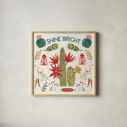 Southwest Vibes IV by Farida Zaman. Shown in a natural wood glass frame for a timeless modern aesthetic. Available as an archival giclee rolled canvas, fine art paper, or poster print. SKU 64514a.