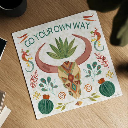 Southwest Vibes V by Farida Zaman. Shown as a detailed flat fine art print, highlighting archival giclee quality. Available as an archival giclee rolled canvas, fine art paper, or poster print. SKU 64515a.