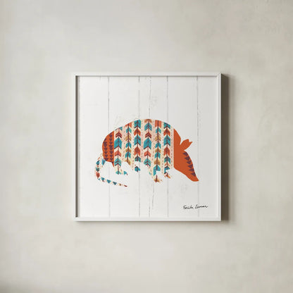 Southwestern Vibes I by Farida Zaman. Shown in a crisp white glass frame for a clean and minimalist style. Available as an archival giclee rolled canvas, fine art paper, or poster print. SKU 36360a.