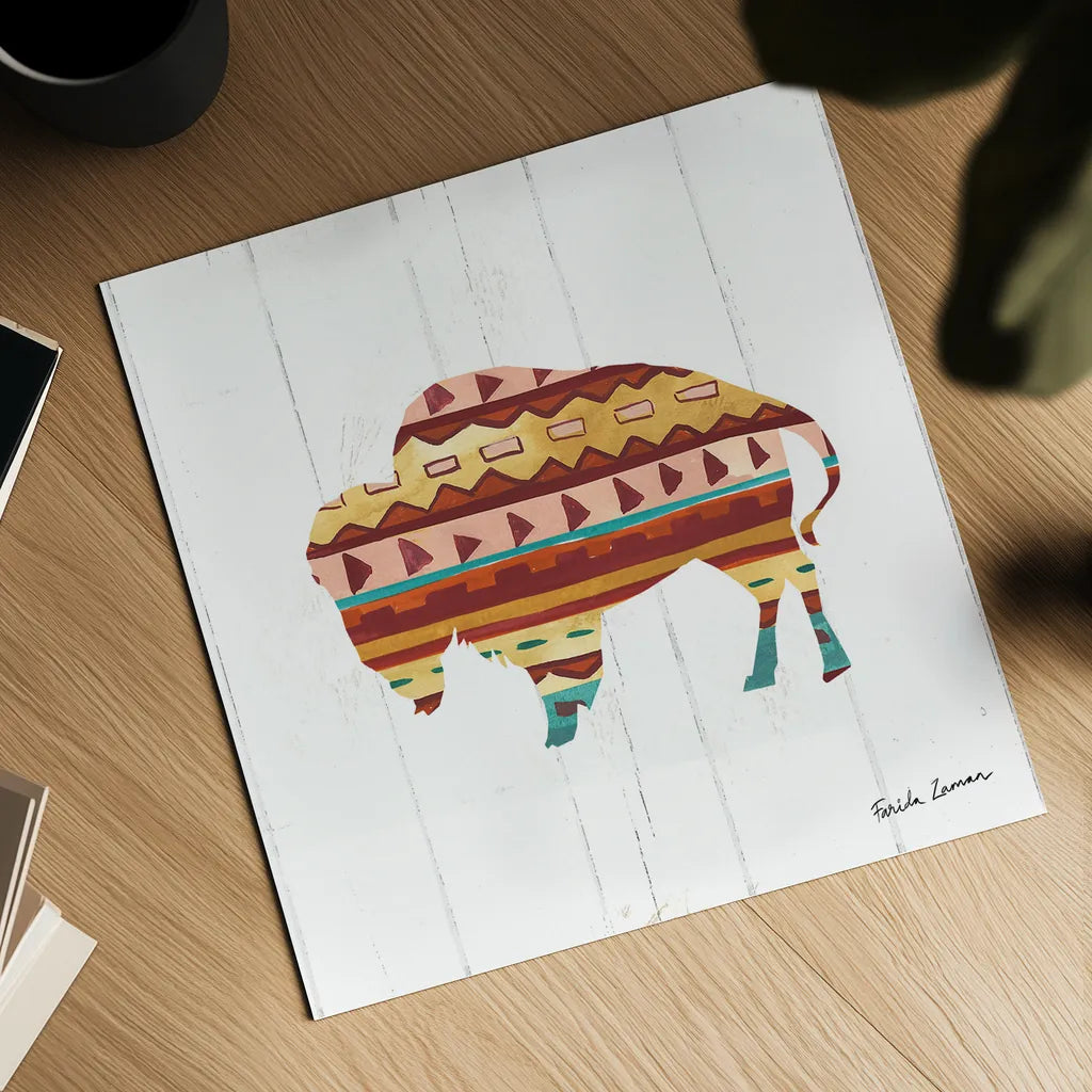 Southwestern Vibes II by Farida Zaman. Shown as a detailed flat fine art print, highlighting archival giclee quality. Available as an archival giclee rolled canvas, fine art paper, or poster print. SKU 36361a.