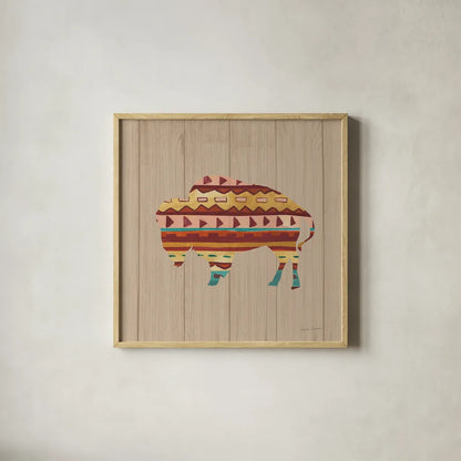 Southwestern Vibes II on Walnut by Farida Zaman. Shown in a natural wood glass frame for a timeless modern aesthetic. Available as an archival giclee rolled canvas, fine art paper, or poster print. SKU 43751a.