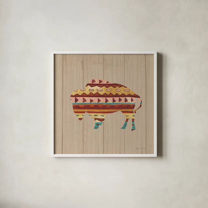 Southwestern Vibes II on Walnut by Farida Zaman. Shown in a crisp white glass frame for a clean and minimalist style. Available as an archival giclee rolled canvas, fine art paper, or poster print. SKU 43751a.