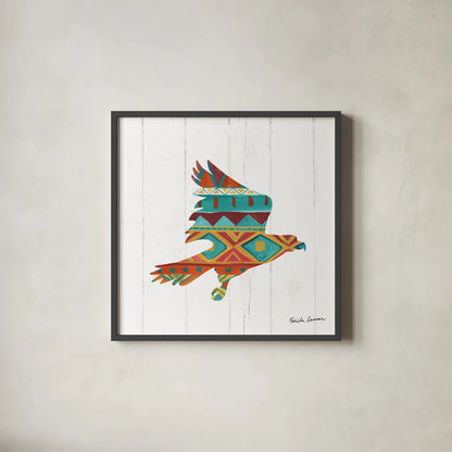 Southwestern Vibes III by Farida Zaman. Shown in a sleek black glass frame for a contemporary gallery look. Available as an archival giclee rolled canvas, fine art paper, or poster print. SKU 36362a.