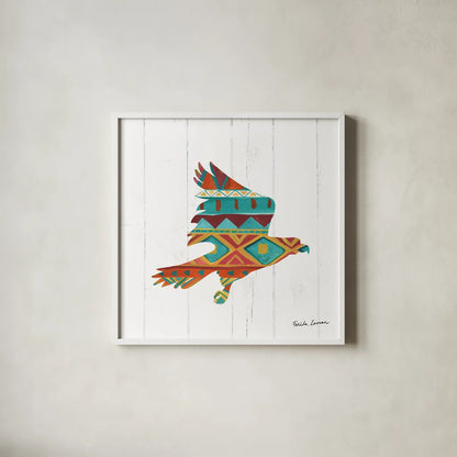 Southwestern Vibes III by Farida Zaman. Shown in a crisp white glass frame for a clean and minimalist style. Available as an archival giclee rolled canvas, fine art paper, or poster print. SKU 36362a.