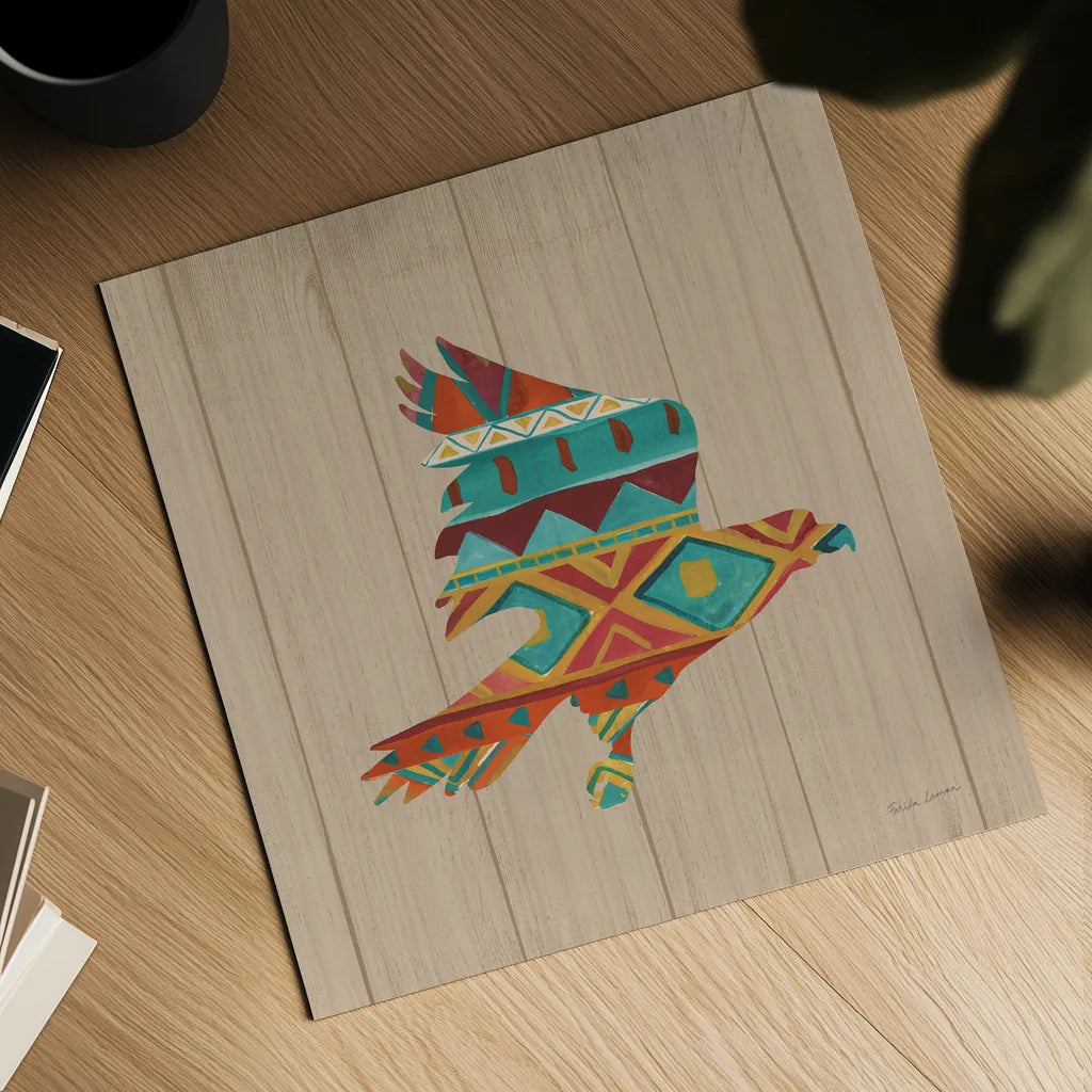 Southwestern Vibes III on Walnut by Farida Zaman. Shown as a detailed flat fine art print, highlighting archival giclee quality. Available as an archival giclee rolled canvas, fine art paper, or poster print. SKU 43752a.