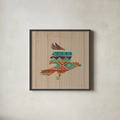 Southwestern Vibes III on Walnut by Farida Zaman. Shown in a sleek black glass frame for a contemporary gallery look. Available as an archival giclee rolled canvas, fine art paper, or poster print. SKU 43752a.