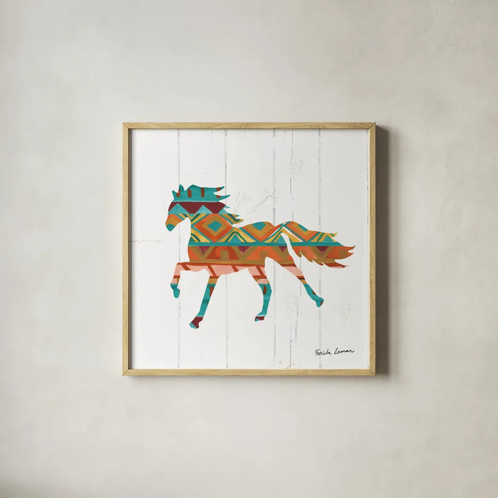 Southwestern Vibes IV by Farida Zaman. Shown in a natural wood glass frame for a timeless modern aesthetic. Available as an archival giclee rolled canvas, fine art paper, or poster print. SKU 36363a.