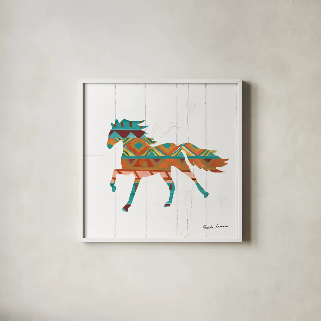 Southwestern Vibes IV by Farida Zaman. Shown in a crisp white glass frame for a clean and minimalist style. Available as an archival giclee rolled canvas, fine art paper, or poster print. SKU 36363a.