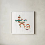 Southwestern Vibes V by Farida Zaman. Shown in a crisp white glass frame for a clean and minimalist style. Available as an archival giclee rolled canvas, fine art paper, or poster print. SKU 36364a.