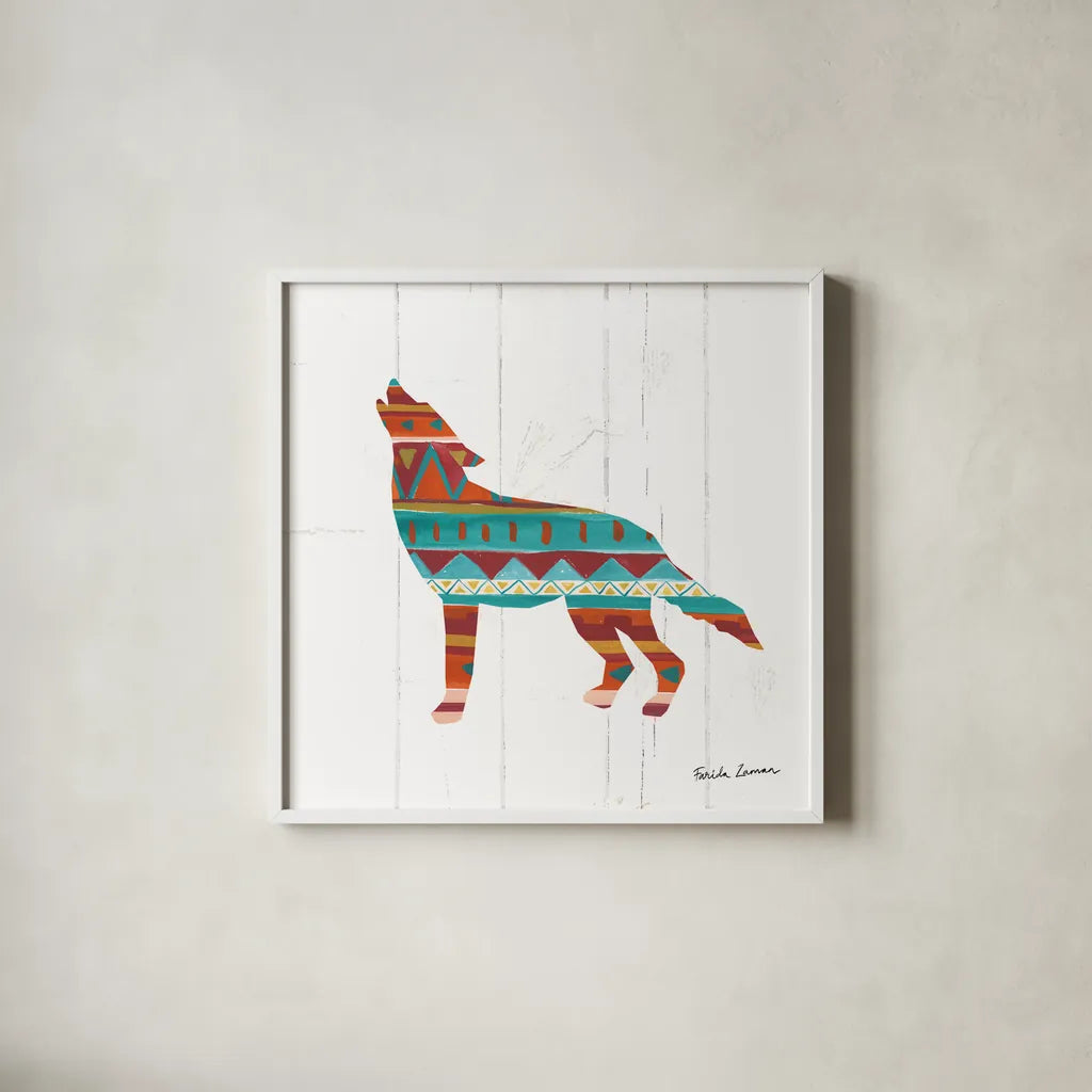 Southwestern Vibes VI by Farida Zaman. Shown in a crisp white glass frame for a clean and minimalist style. Available as an archival giclee rolled canvas, fine art paper, or poster print. SKU 36365a.