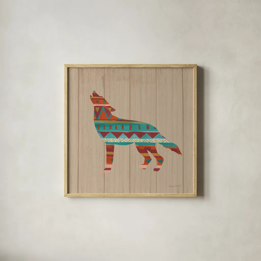 Southwestern Vibes VI on Walnut by Farida Zaman. Shown in a natural wood glass frame for a timeless modern aesthetic. Available as an archival giclee rolled canvas, fine art paper, or poster print. SKU 43754a.