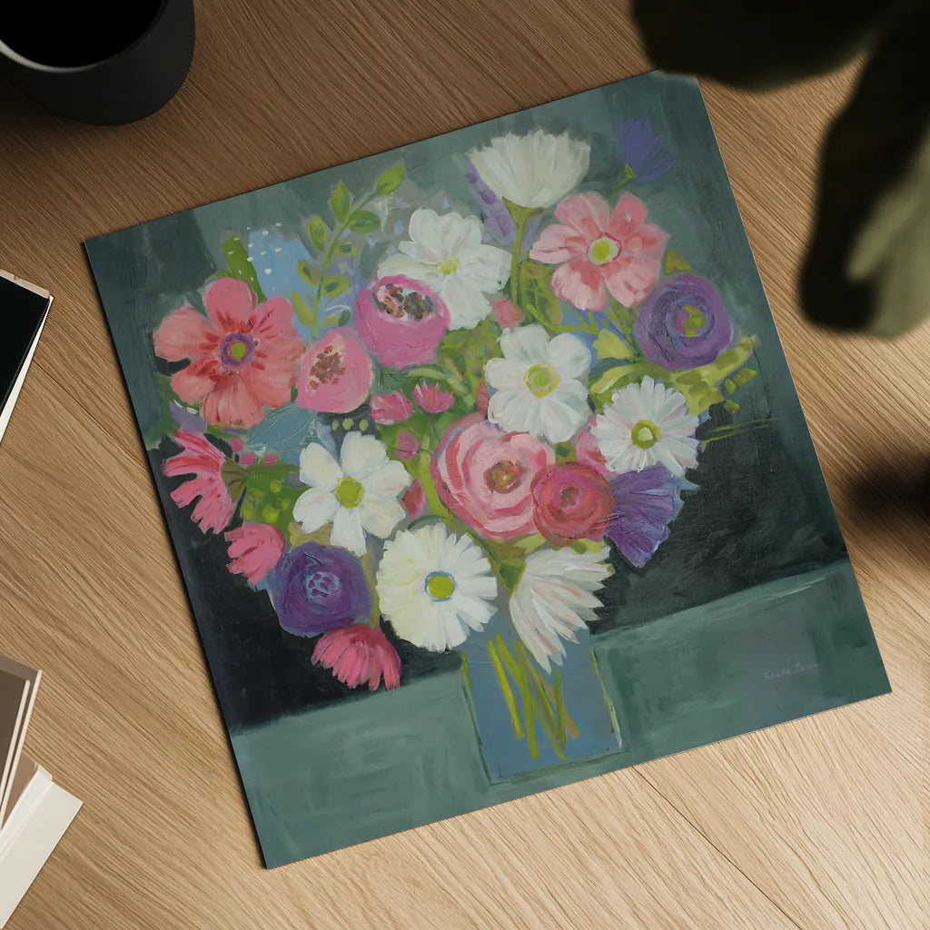 Special Bouquet by Farida Zaman. Shown as a detailed flat fine art print, highlighting archival giclee quality. Available as an archival giclee rolled canvas, fine art paper, or poster print. SKU 46818a.