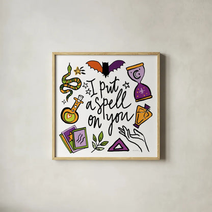 Spell Bound II by Farida Zaman. Shown in a natural wood glass frame for a timeless modern aesthetic. Available as an archival giclee rolled canvas, fine art paper, or poster print. SKU 70175a.