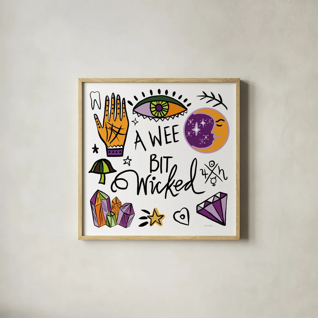 Spell Bound V by Farida Zaman. Shown in a natural wood glass frame for a timeless modern aesthetic. Available as an archival giclee rolled canvas, fine art paper, or poster print. SKU 70178a.