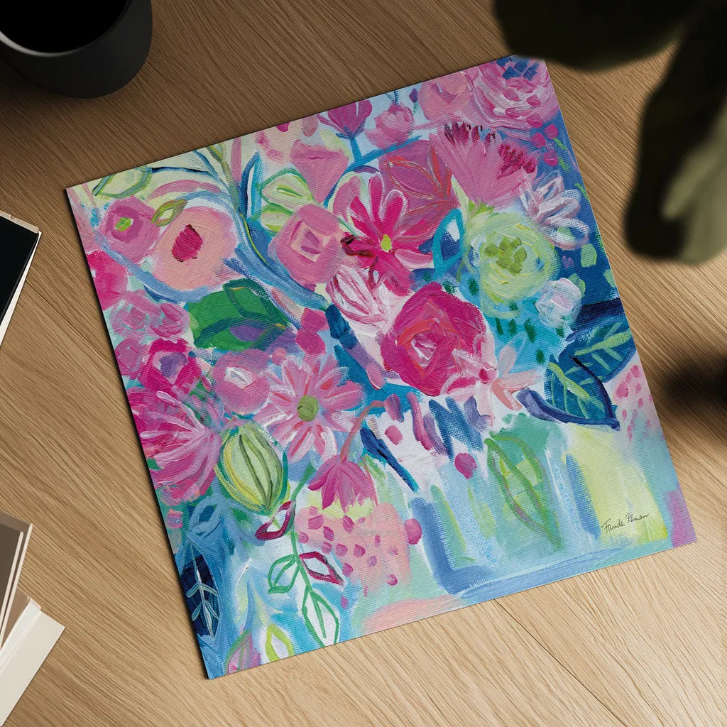 Spring Burst I by Farida Zaman. Shown as a detailed flat fine art print, highlighting archival giclee quality. Available as an archival giclee rolled canvas, fine art paper, or poster print. SKU 67195a.