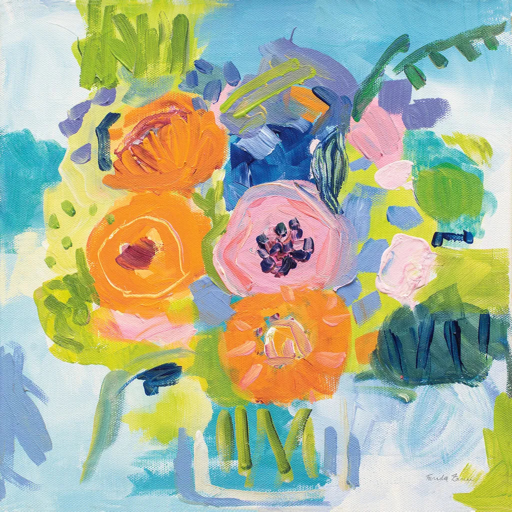 Summer Bouquet by Farida Zaman. SKU 32161a. Archival Giclee Fine art print for wall decor.