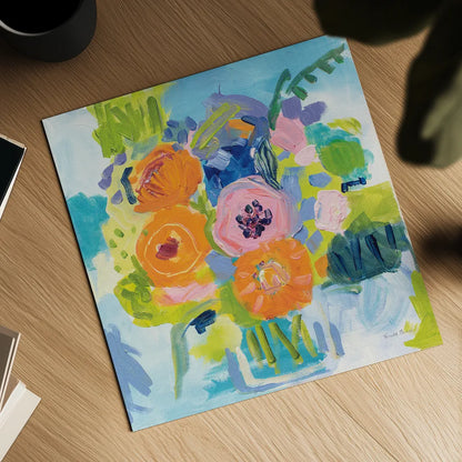 Summer Bouquet by Farida Zaman. Shown as a detailed flat fine art print, highlighting archival giclee quality. Available as an archival giclee rolled canvas, fine art paper, or poster print. SKU 32161a.