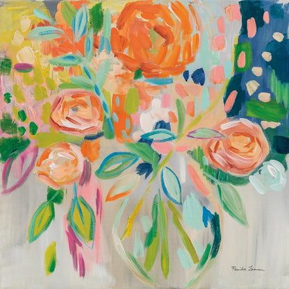 Summer Orange Floral by Farida Zaman. SKU 33423a. Archival Giclee Fine art print for wall decor.