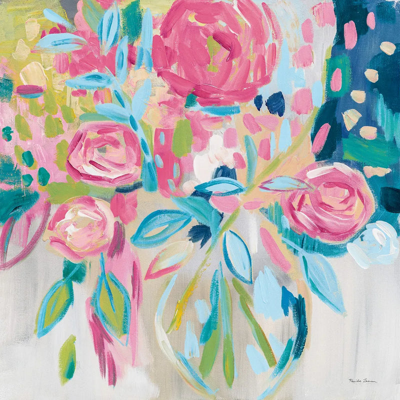 Summer Pink Floral by Farida Zaman. SKU 39068a. Archival Giclee Fine art print for wall decor.