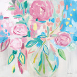 Summer Pink Floral Pastel by Farida Zaman. SKU 47392a. Archival Giclee Fine art print for wall decor.