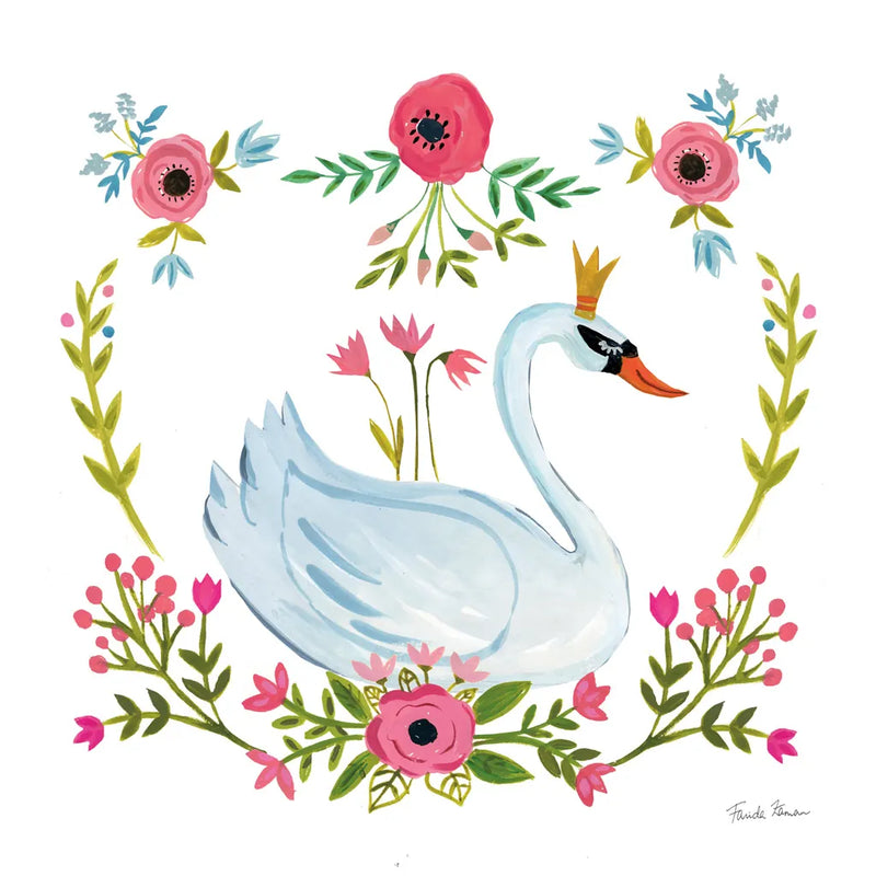 Swan Love I v2 by Farida Zaman. SKU 45898a. Archival Giclee Fine art print for wall decor.